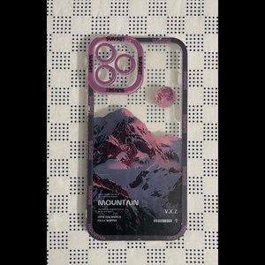 🏔🩷iPhone 12 Pro Max Clear Mountain Moon case💜